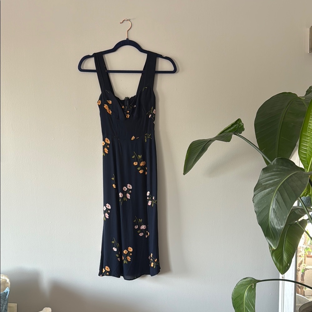 Reformation Blue Sundress Sleeveless Scoop Neck Midi